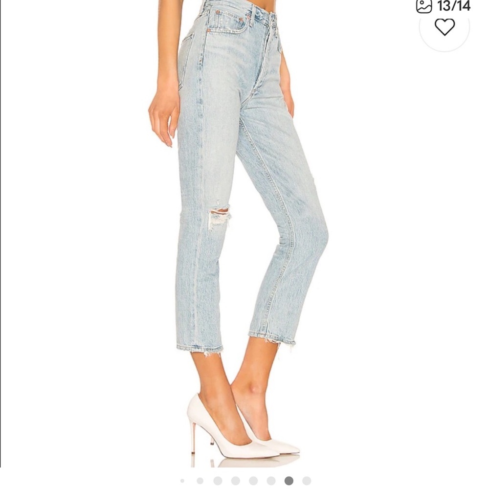 Agolde Riley High Rise Straight Crop Jeans - Light Wash